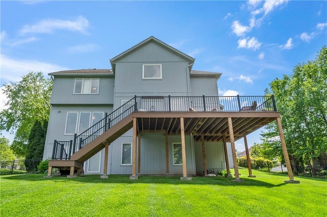 9800 W 147th St, Overland Park, KS 66221 - back of property with stairway and a wooden deck