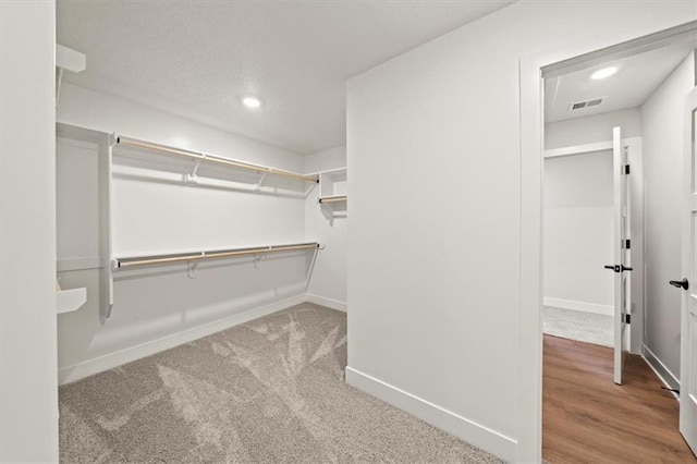 spacious closet featuring carpet and visible vents
