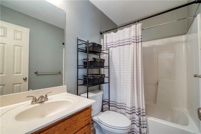 20534 W 199th Ter, Spring Hill, KS 66083 - bathroom with vanity, shower / bathtub combination with curtain, and a textured ceiling