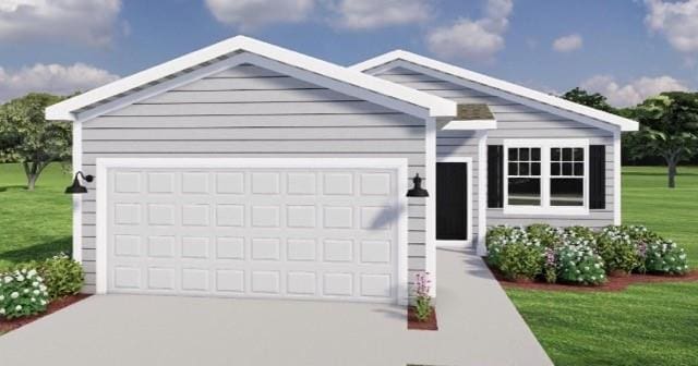 27105 E Oak View Dr, Lees Summit, MO 64086 - ranch-style house featuring a garage, concrete driveway, and a front yard
