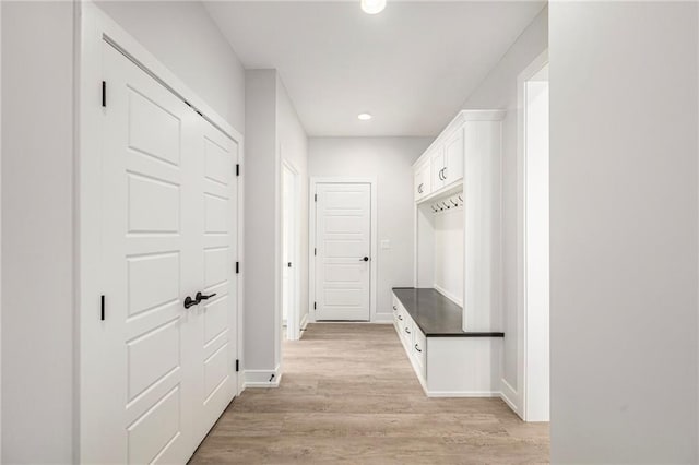 10075 NW Hillsboro Rd, Platte City, MO 64079 - mudroom featuring light wood finished floors and recessed lighting