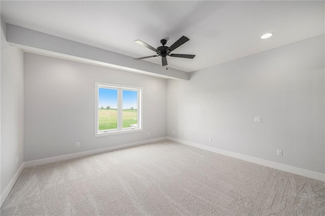 10075 NW Hillsboro Rd, Platte City, MO 64079 - spare room with ceiling fan, light colored carpet, and recessed lighting