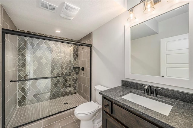 10075 NW Hillsboro Rd, Platte City, MO 64079 - bathroom with vanity, a shower stall, and tile patterned floors