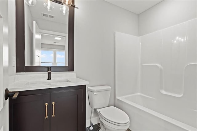 17163 S Laurelwood St, Olathe, KS 66062 - bathroom featuring vanity, toilet, shower / tub combination, and baseboards