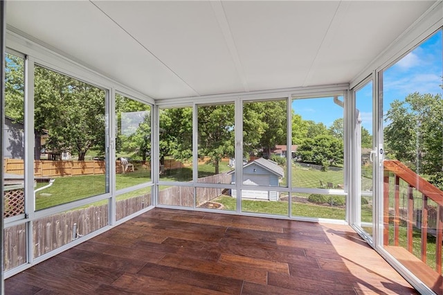view of unfurnished sunroom