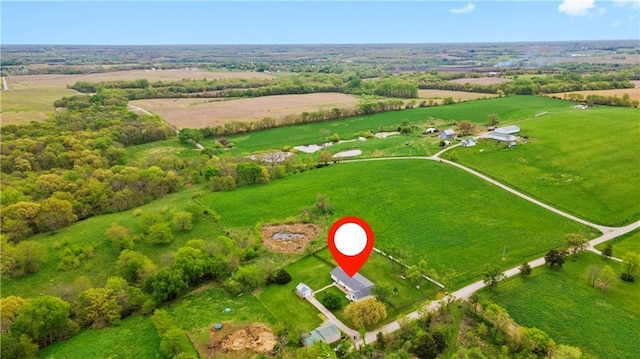 aerial view with a rural view