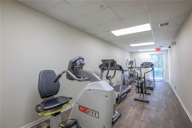 17800 E Bolger Rd Unit 245-A, Independence, MO 64055 - gym with a paneled ceiling, wood finished floors, and baseboards