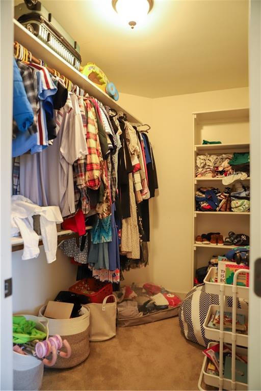 walk in closet featuring carpet