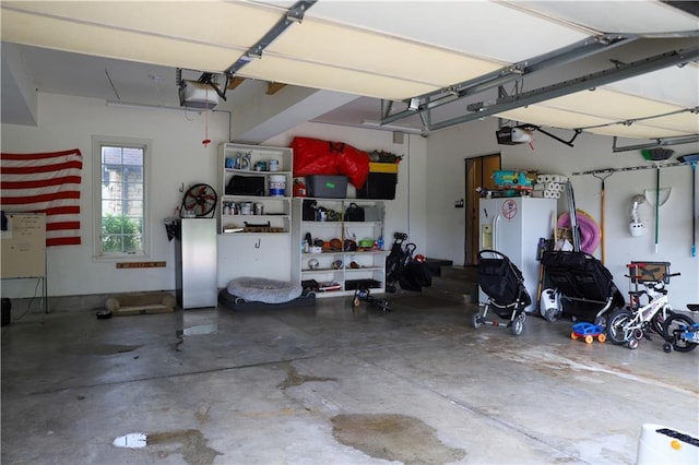 garage with a garage door opener