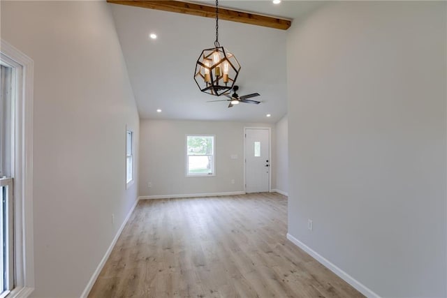 812 S Saville St, Independence, MO 64050 - entrance foyer featuring baseboards, light wood-style flooring, a chandelier, and recessed lighting