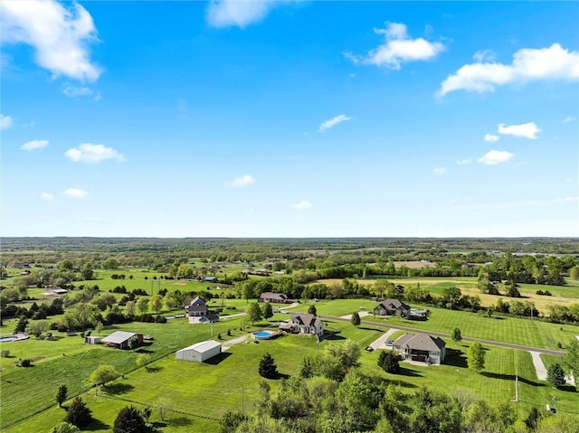 drone / aerial view with a rural view