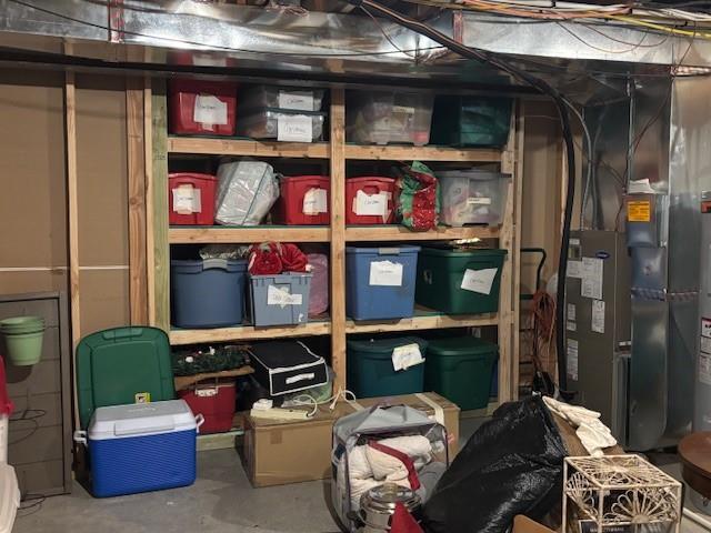 storage area featuring heating unit