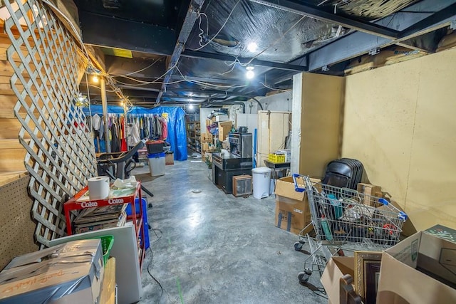 view of unfinished basement