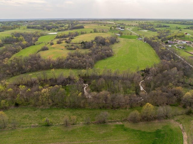 birds eye view of property with a rural view
