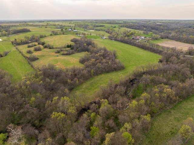 birds eye view of property featuring a rural view