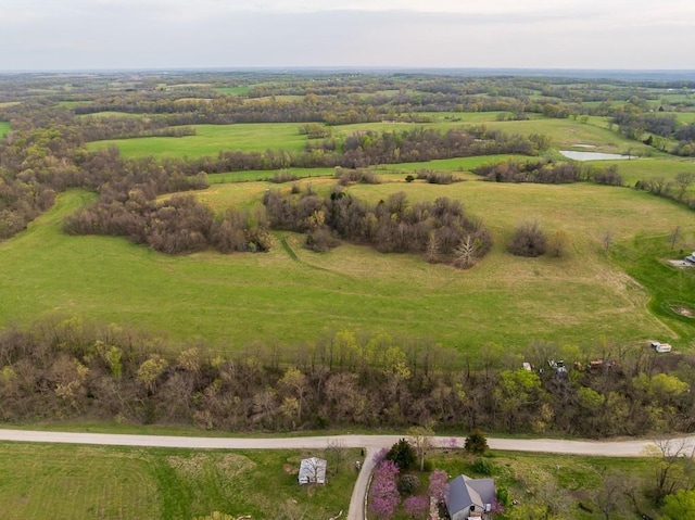 aerial view featuring a rural view