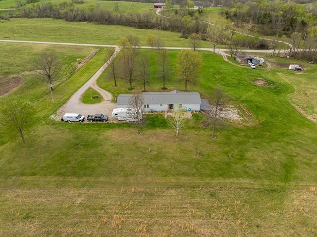 aerial view featuring a rural view
