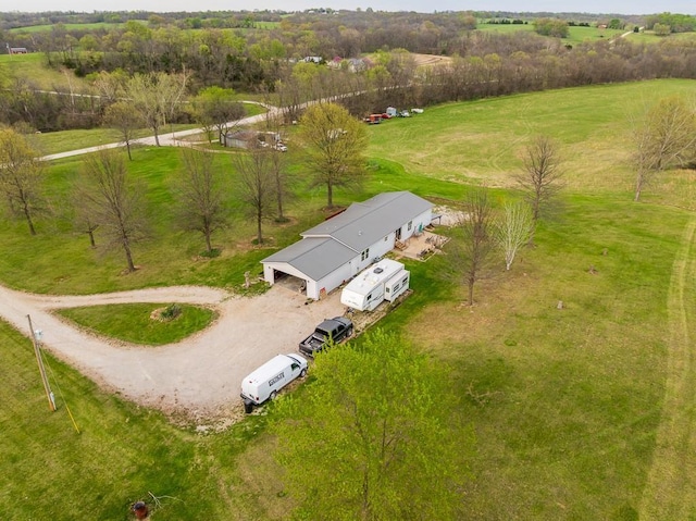 drone / aerial view with a rural view