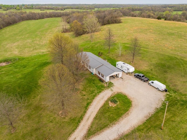 drone / aerial view with a rural view