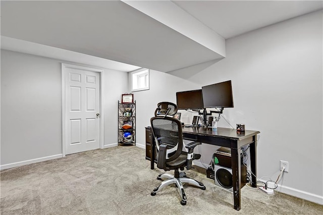 office area with baseboards and carpet