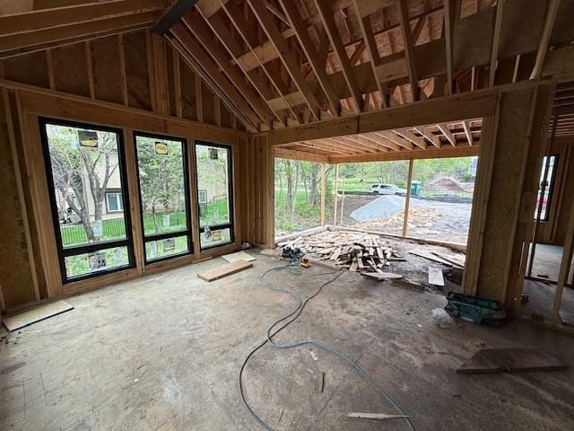 interior space featuring lofted ceiling