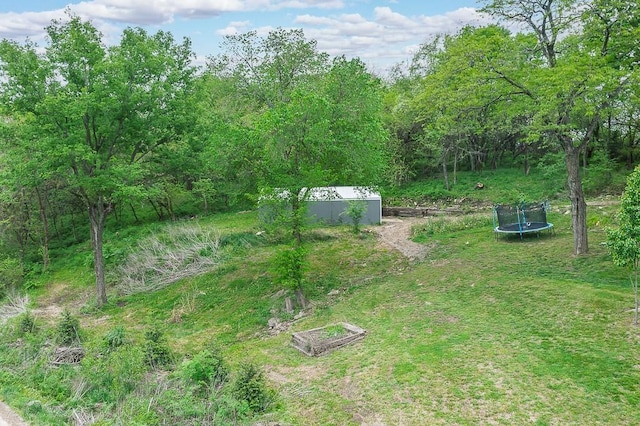 view of yard with a trampoline