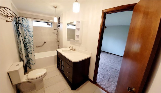 1620 Neosho St, Humboldt, KS 66748 - full bath featuring shower / tub combo with curtain, toilet, tile patterned flooring, and vanity