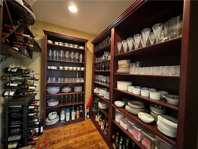wine cellar with wood finished floors