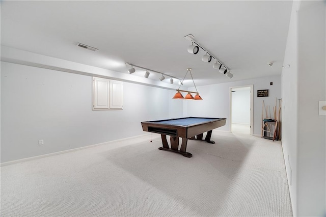 2269 SW Park Ave, Blue Springs, MO 64015 - recreation room featuring billiards, carpet, and rail lighting