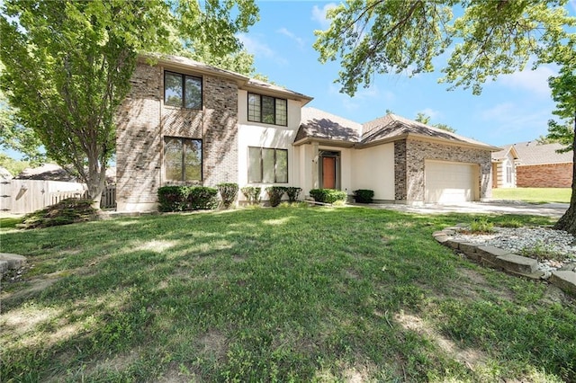 2269 SW Park Ave, Blue Springs, MO 64015 - view of front facade with a garage, brick siding, and stucco siding