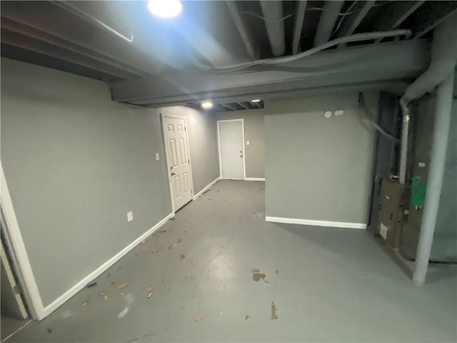 finished below grade area featuring baseboards