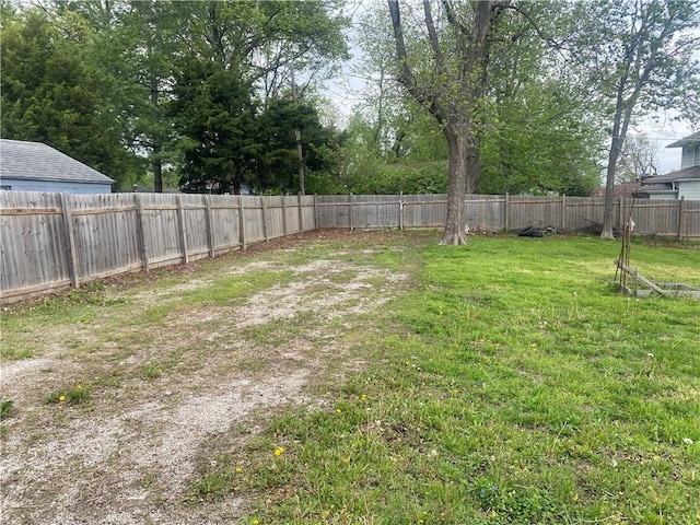 view of yard featuring a fenced backyard