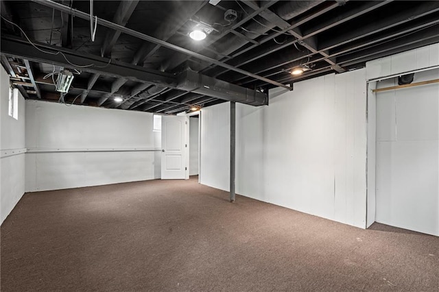finished below grade area with carpet floors