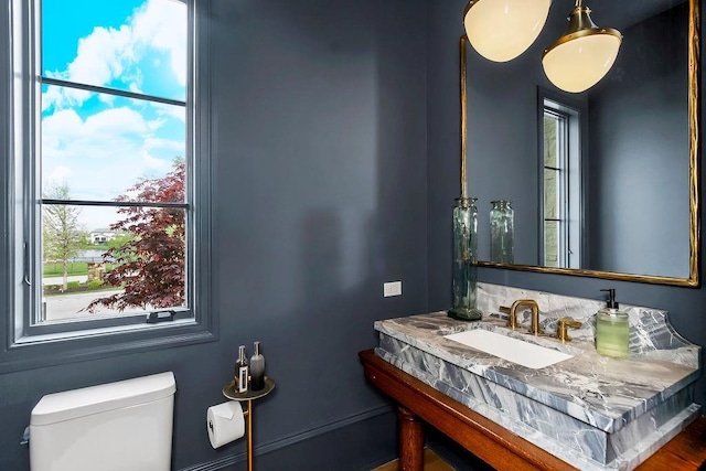 bathroom with toilet and vanity