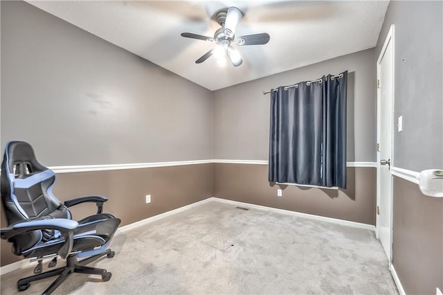 1904 NW Harbor Pl, Blue Springs, MO 64015 - unfurnished office featuring a ceiling fan, baseboards, carpet, and vaulted ceiling