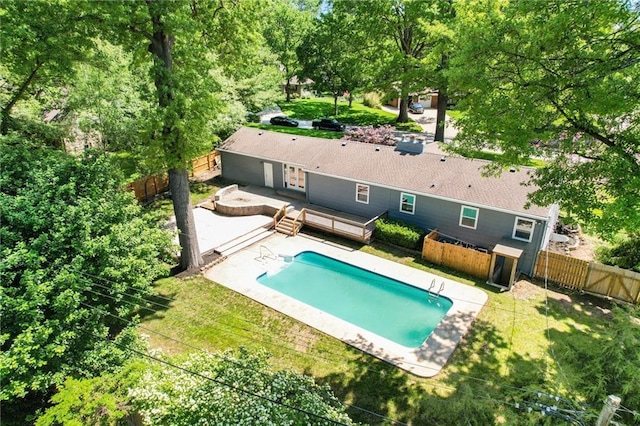 9440 Manor Rd, Leawood, KS 66206 - view of swimming pool featuring a wooden deck and a patio area