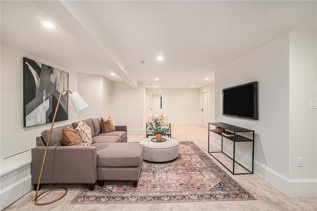9440 Manor Rd, Leawood, KS 66206 - living room featuring recessed lighting, carpet flooring, and baseboards