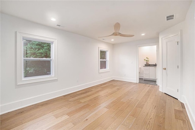9440 Manor Rd, Leawood, KS 66206 - unfurnished room featuring light wood finished floors, ceiling fan, recessed lighting, and baseboards