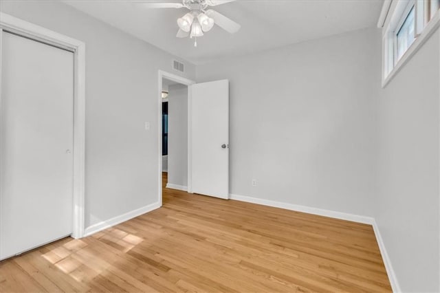 7934 Maple St, Prairie Village, KS 66208 - unfurnished bedroom featuring light wood finished floors, baseboards, and a ceiling fan