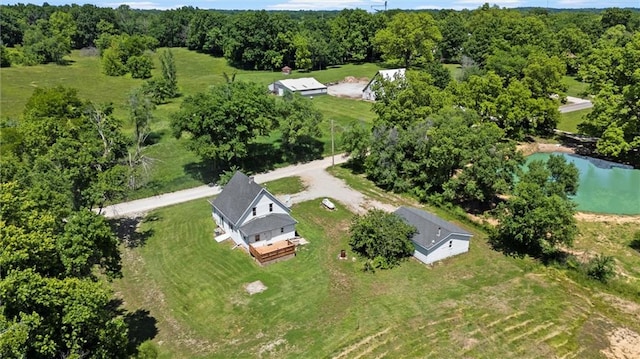 505 W 6th St, Urich, MO 64788 - view from above of property with a large body of water and a forest