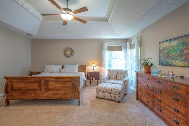 14241 W 113th Ter, Olathe, KS 66062 - bedroom featuring light colored carpet, a textured ceiling, and ceiling fan