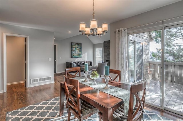 4016 W 79th St, Prairie Village, KS 66208 - dining room featuring visible vents, a notable chandelier, wood finished floors, and a wealth of natural light