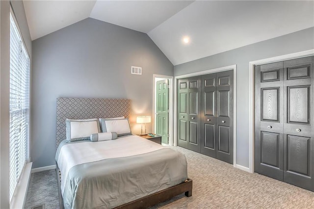 4016 W 79th St, Prairie Village, KS 66208 - bedroom featuring visible vents, baseboards, carpet floors, and lofted ceiling