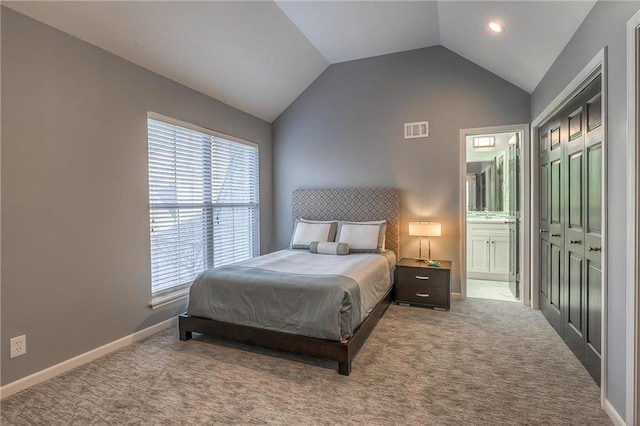 4016 W 79th St, Prairie Village, KS 66208 - bedroom featuring visible vents, carpet flooring, baseboards, and vaulted ceiling