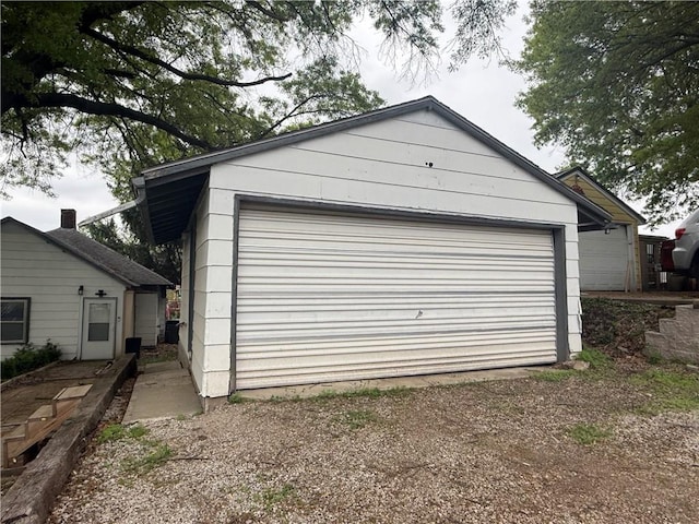 view of detached garage
