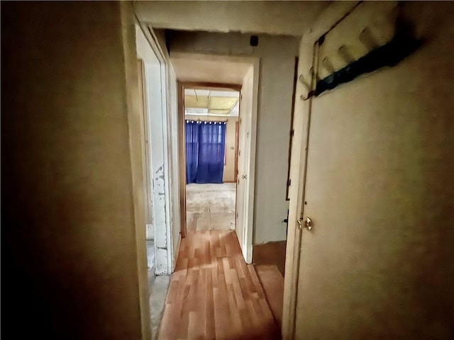 hall with wood finished floors