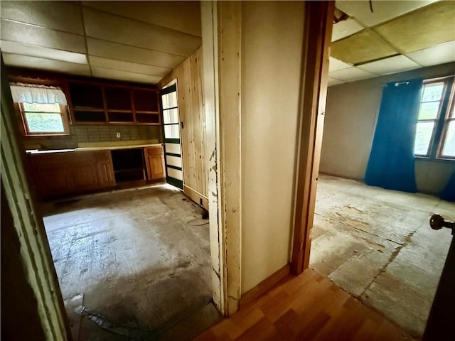 interior space featuring a drop ceiling