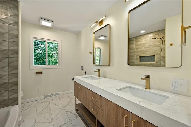 3907 Scherer Rd, Lees Summit, MO 64082 - full bath featuring visible vents, a healthy amount of sunlight, and a sink