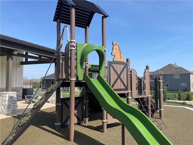 communal playground with central AC unit