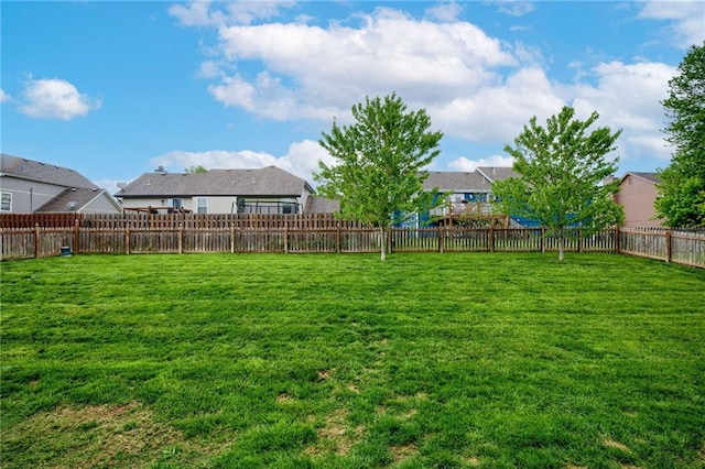 view of yard featuring a fenced backyard